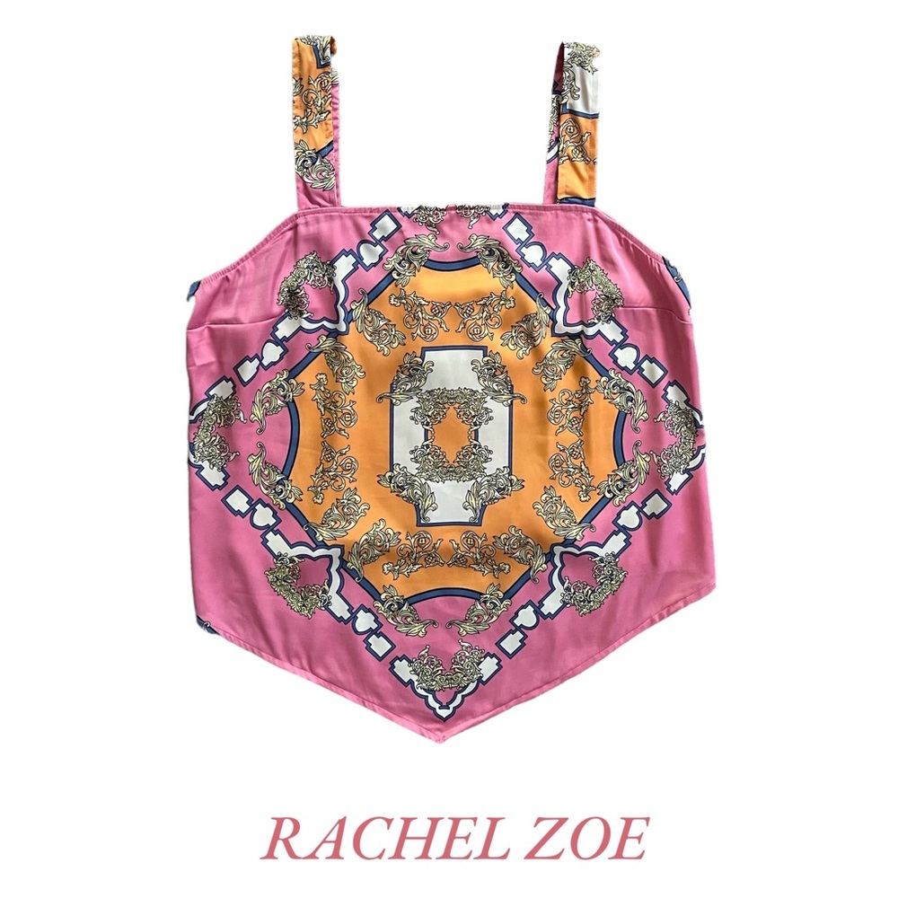 RACHEL ZOE women’s silky printed sleeveless blouse NWOT large